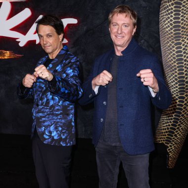 Ralph Macchio and William Zabka arrive at the Los Angeles Premiere Of Netflix's 'Cobra Kai' Season 6 Part 3 Series Finale Event held at The Egyptian Theatre Hollywood on February 12, 2025 in Hollywood, Los Angeles, California, United States. clipart