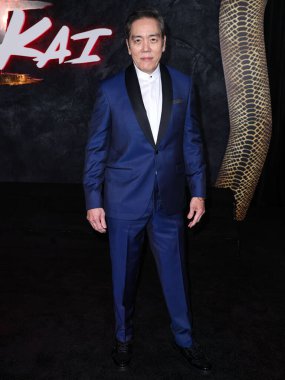 Yuji Okumoto arrives at the Los Angeles Premiere Of Netflix's 'Cobra Kai' Season 6 Part 3 Series Finale Event held at The Egyptian Theatre Hollywood on February 12, 2025 in Hollywood, Los Angeles, California, United States. clipart