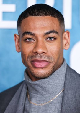 Aaron Pierre, 17 Şubat 2025 'te ABD' nin Kaliforniya eyaletinin Los Angeles kentinde bulunan Beverly Hills kentindeki SLS Hotel 'de düzenlenen 7. Geleneksel Amerikan Siyahi Film Festivali' ne (ABFF) geldi..
