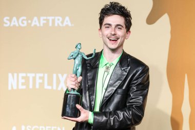 'A Complete Unknown' başrolünde bir Erkek Oyuncu 'nun En İyi Performansı ödülünün sahibi Timothee Chalamet, 23 Şubat 2025' te LA, CA 'de Shrine Auditorium ve Expo Hall' da düzenlenen 31.