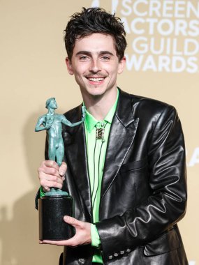 'A Complete Unknown' başrolünde bir Erkek Oyuncu 'nun En İyi Performansı ödülünün sahibi Timothee Chalamet, 23 Şubat 2025' te LA, CA 'de Shrine Auditorium ve Expo Hall' da düzenlenen 31.