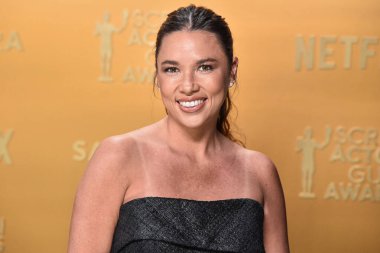 Roland Mouret elbisesi giyen Hannah Kosh, 23 Şubat 2025 'te ABD' nin Kaliforniya eyaletinin Los Angeles kentinde düzenlenen Shrine Konser Salonu ve Fuar Salonu 'nda düzenlenen 31..