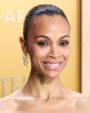 Zoe Saldana, 2 Mart 2025 Pazar günü 97. Yıllık Akademi Ödülleri 'nde En İyi Yardımcı Kadın Oyuncu dalında Oscar kazandı. LOS ANGELES, CALIFORNIA, ABD - 23 Şubat: Amerikalı aktris Zoe Saldana               