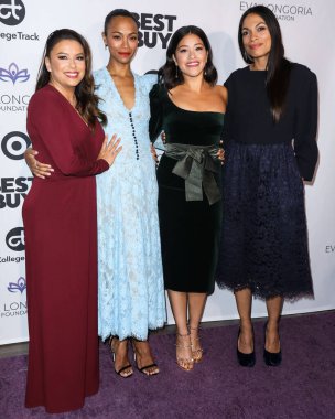 Zoe Saldana, 2 Mart 2025 Pazar günü 97. Yıllık Akademi Ödülleri 'nde En İyi Yardımcı Kadın Oyuncu dalında Oscar kazandı. BEVERLY HILLS, LOS ANGELES, CALIFORNIA, ABD - 08 Kasım: Eva Longoria, Amerikalı aktris Zoe Saldana