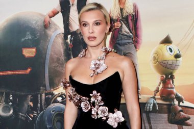 İngiliz aktris Millie Bobby Brown, Netflix 'in' The Electric State 'adlı filminin New York Fan Screening of Netflix' ine 11 Mart 2025 'te Manhattan, New York, New York, ABD' deki The Paris Theater 'a geldi..