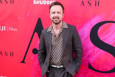 Amerikalı aktör ve yapımcı Aaron Paul, 17 Mart 2025 'te Los Angeles, Kaliforniya, ABD' deki Vista Tiyatrosu 'nda düzenlenen RLJE Films and Shudder' s Ash 'in Los Angeles prömiyerine geldi..