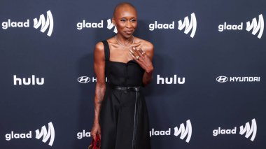 Dior 'u giyen İngiliz aktris ve şarkıcı Cynthia Erivo, 27 Mart 2025' te Beverly Hills, Los Angeles, Kaliforniya, ABD 'deki The Beverly Hilton Hotel' de düzenlenen 36..         