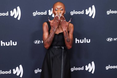 Dior 'u giyen İngiliz aktris ve şarkıcı Cynthia Erivo, 27 Mart 2025' te Beverly Hills, Los Angeles, Kaliforniya, ABD 'deki The Beverly Hilton Hotel' de düzenlenen 36..         