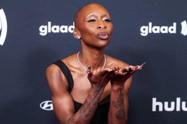 Dior 'u giyen İngiliz aktris ve şarkıcı Cynthia Erivo, 27 Mart 2025' te Beverly Hills, Los Angeles, Kaliforniya, ABD 'deki The Beverly Hilton Hotel' de düzenlenen 36..         