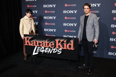 Amerikalı aktörler Ben Wang ve Ralph Macchio 'Karate Kid: Legends' filmini CinemaCon 2025 'te tanıtıyorlar - Sony Pictures Entertainment Sunum ve Açılış Gecesi Caesars Palace - CinemaCon' daki The Colosseum 'da düzenlendi 