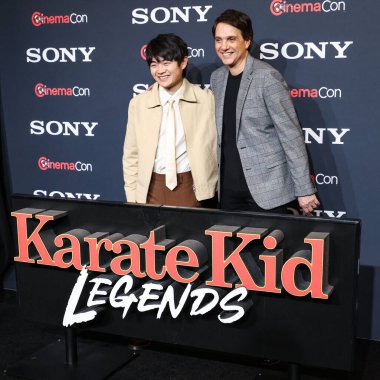 Amerikalı aktörler Ben Wang ve Ralph Macchio 'Karate Kid: Legends' filmini CinemaCon 2025 'te tanıtıyorlar - Sony Pictures Entertainment Sunum ve Açılış Gecesi Caesars Palace - CinemaCon' daki The Colosseum 'da düzenlendi 