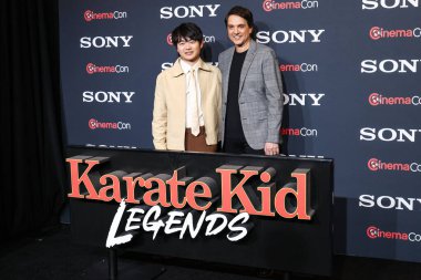 Amerikalı aktörler Ben Wang ve Ralph Macchio 'Karate Kid: Legends' filmini CinemaCon 2025 'te tanıtıyorlar - Sony Pictures Entertainment Sunum ve Açılış Gecesi Caesars Palace - CinemaCon' daki The Colosseum 'da düzenlendi 