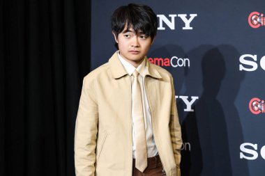 Amerikalı aktör Ben Wang, 'Karate Kid: Legends' filmini CinemaCon 2025 'te tanıtıyor - Sony Pictures Entertainment Sunum ve Açılış Gecesi Caesars Palace' daki The Colosseum 'da yapıldı - CinemaCon, Cinema United' ın resmi kongresidir. 