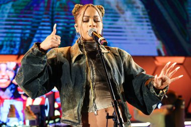 Amerikalı şarkıcı ve aktris Kiana Led (Kiana Lede), 1 Nisan 2025 tarihinde Las Vegas, Nevada, Las Vegas 'ta HyperX Las Vegas' ta düzenlenen Briarcliff Entertainment 'in 