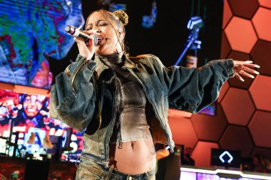 Amerikalı şarkıcı ve aktris Kiana Led (Kiana Lede), 1 Nisan 2025 tarihinde Las Vegas, Nevada, Las Vegas 'ta HyperX Las Vegas' ta düzenlenen Briarcliff Entertainment 'in 