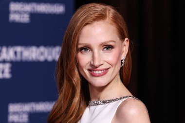 Gucci ve Damiani mücevherlerini takan Amerikalı aktris ve yapımcı Jessica Chastain, 5 Nisan 2025 'te Santa Monica, Los Angeles, Kaliforniya, ABD' de Barker Hangar 'da düzenlenen 11..
