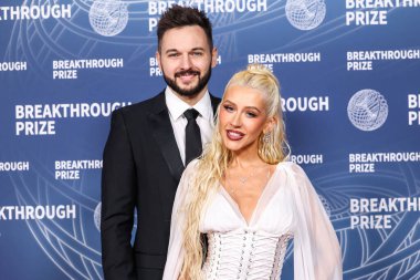 Matthew Rutler ve partneri Christina Aguilera, 5 Nisan 2025 'te Santa Monica, Los Angeles, Kaliforniya, ABD' de Barker Hangar 'da düzenlenen 11..
