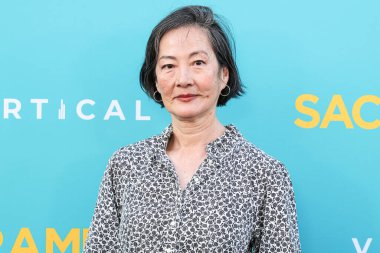 Amerikalı aktris Rosalind Chao, 7 Nisan 2025 'te Los Angeles, Kaliforniya, ABD' deki Vista Tiyatrosu 'nda düzenlenen Dikey Eğlence' nin Sacramento özel gösterimine geldi..