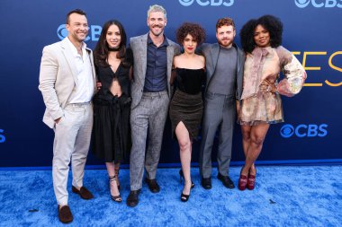 Kyle Schmid, Mariel Molino, Austin Stowell, Diany Rodriguez, Caleb Foote, and Tyla Abercrumbie of NCIS: Origins arrive at the CBSFEST 2025-2026: Schedule Announcement held at Paramount Studios on May 7, 2025 in Los Angeles, California, United States.