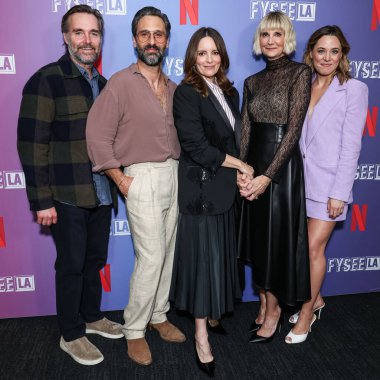Will Forte, Marco Calvani, Tina Fey, Kerri Kenney-Silver ve Erika Henningsen Netflix FYSEE LA - 'The Four Seasons' Sezon 1 ATAS Emmy FYC (Düşünceleriniz İçin) 19 Mayıs 2025 'te Aero Theatre, CA