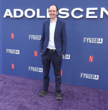 İngiliz oyun yazarı, televizyon yazarı, senarist ve yapımcısı Jack Thorne, Netflix FYSEE LA - 'Adolescence' Sezon 1 ATAS (Televizyon Sanatları ve Bilimleri Akademisi) Emmy FYC 'ye geldi.