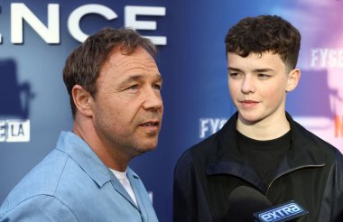 İngiliz aktör ve yapımcı Stephen Graham ve İngiliz aktör Owen Cooper Netflix FYSEE LA - 'Adolescence' Sezon 1 ATAS (Televizyon Sanatları ve Bilimleri Akademisi) Emmy FYC 'ye geldiler. 