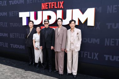 Lee Byung-hun, Kang Ae-shim, T.O.P (Choi Seung-hyun), Park Sung-hoon ve Lee Jung-jae Netflix Tudum 2025 'e geldiler: 31 Mayıs 2025' te Inglewood, Los Angeles, Kaliforniya, ABD 'de düzenlenen canlı etkinlik.
