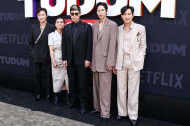 Lee Byung-hun, Kang Ae-shim, T.O.P (Choi Seung-hyun), Park Sung-hoon ve Lee Jung-jae Netflix Tudum 2025 'e geldiler: 31 Mayıs 2025' te Inglewood, Los Angeles, Kaliforniya, ABD 'de düzenlenen canlı etkinlik.