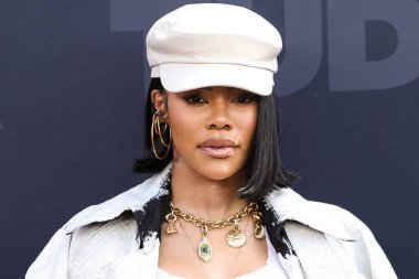 Attico 'yu giyen Teyana Taylor, Netflix Tudum 2025' e ulaşır: The Live Event, 31 Mayıs 2025 tarihinde Inglewood, Los Angeles, Kaliforniya, ABD 'de Kia Forum' da düzenlenmiştir..
