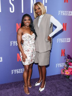 Amerikalı jimnastikçi Simone Biles ve Nijeryalı-Amerikalı aktris ve komedyen Yvonne Orji Netflix FYSEE LA - Simone Biles Rising 'Sezon 1 ATAS Emmy FYC (Düşünceleriniz İçin) 2 Haziran 2025' de Hollywood Atletizm Kulübü 'nde düzenlenen etkinliğe geldiler.     