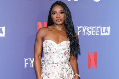 Amerikalı jimnastikçi Simone Biles, Netflix FYSEE LA - Simone Biles Rising 'Sezon 1 ATAS (Televizyon Sanatları ve Bilimleri Akademisi) Emmy FYC' ye (Düşünceleriniz İçin) 2 Haziran 2025 'te Hollywood Atletizm Kulübü' nde düzenlenen etkinliğe katıldı.                