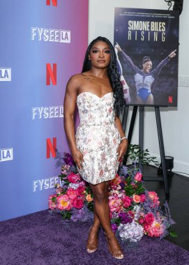Amerikalı jimnastikçi Simone Biles, Netflix FYSEE LA - Simone Biles Rising 'Sezon 1 ATAS (Televizyon Sanatları ve Bilimleri Akademisi) Emmy FYC' ye (Düşünceleriniz İçin) 2 Haziran 2025 'te Hollywood Atletizm Kulübü' nde düzenlenen etkinliğe katıldı.                