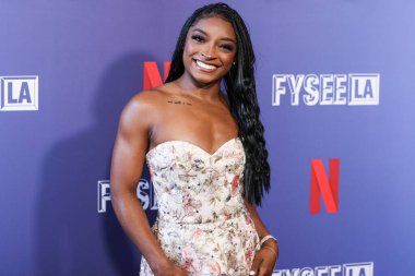 Amerikalı jimnastikçi Simone Biles, Netflix FYSEE LA - Simone Biles Rising 'Sezon 1 ATAS (Televizyon Sanatları ve Bilimleri Akademisi) Emmy FYC' ye (Düşünceleriniz İçin) 2 Haziran 2025 'te Hollywood Atletizm Kulübü' nde düzenlenen etkinliğe katıldı.                