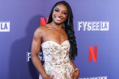 Amerikalı jimnastikçi Simone Biles, Netflix FYSEE LA - Simone Biles Rising 'Sezon 1 ATAS (Televizyon Sanatları ve Bilimleri Akademisi) Emmy FYC' ye (Düşünceleriniz İçin) 2 Haziran 2025 'te Hollywood Atletizm Kulübü' nde düzenlenen etkinliğe katıldı.                