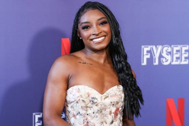 Amerikalı jimnastikçi Simone Biles, Netflix FYSEE LA - Simone Biles Rising 'Sezon 1 ATAS (Televizyon Sanatları ve Bilimleri Akademisi) Emmy FYC' ye (Düşünceleriniz İçin) 2 Haziran 2025 'te Hollywood Atletizm Kulübü' nde düzenlenen etkinliğe katıldı.                