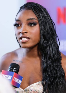 Amerikalı jimnastikçi Simone Biles, Netflix FYSEE LA - Simone Biles Rising 'Sezon 1 ATAS (Televizyon Sanatları ve Bilimleri Akademisi) Emmy FYC' ye (Düşünceleriniz İçin) 2 Haziran 2025 'te Hollywood Atletizm Kulübü' nde düzenlenen etkinliğe katıldı.                