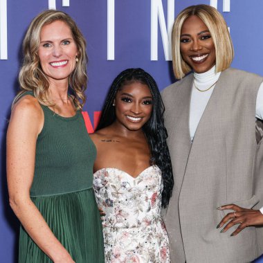 Film yapımcısı Katie Walsh, Amerikalı jimnastikçi Simone Biles ve Nijeryalı-Amerikalı aktris ve komedyen Yvonne Orji Netflix FYSEE LA 'ya geldiler - Simone Biles Rising' Sezon 1 ATAS Emmy FYC Etkinliği 2 Haziran 2025 'de Hollywood Atletizm Kulübü' nde gerçekleşti.