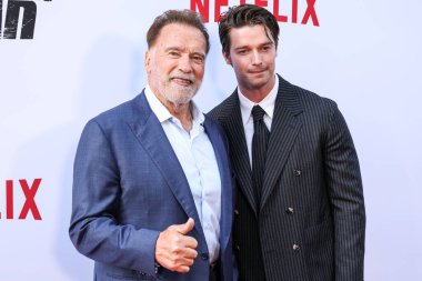 Avusturyalı ve Amerikalı aktör, eski Kaliforniya Valisi, iş adamı, eski politikacı ve eski profesyonel vücut geliştirici Arnold Schwarzenegger ve oğlu / Amerikalı aktör ve model aktör ve model Patrick Schwarzenegger 