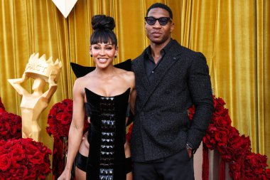 Amerikalı aktris, yapımcı, yönetmen Meagan Good ve kocası / Amerikalı aktör Jonathan Majors, 20 Haziran 2025 'te Beverly Hills, LA' deki Wilshire Garden Avlusu 'nda düzenlenen 5.