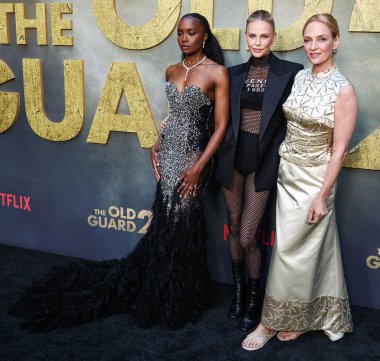 Amerikalı aktris Kiki Layne, Güney Afrikalı-Amerikalı aktris ve yapımcı Charlize Theron ve Amerikalı aktris Uma Thurman Netflix 'in 25 Haziran 2025' de Netflix Tudum Tiyatrosu 'nda düzenlenen' Eski Muhafız 2 'nin Los Angeles Premiere' sine geldiler. 