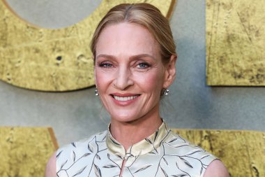 Fred Leighton takısı takan Amerikalı aktris Uma Thurman, Netflix 'in 25 Haziran 2025' te Hollywood, Los Angeles, Kaliforniya, ABD 'deki Netflix Tudum Tiyatrosu' ndaki 