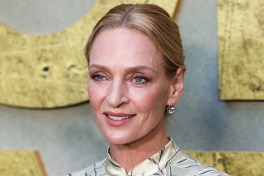 Fred Leighton takısı takan Amerikalı aktris Uma Thurman, Netflix 'in 25 Haziran 2025' te Hollywood, Los Angeles, Kaliforniya, ABD 'deki Netflix Tudum Tiyatrosu' ndaki 