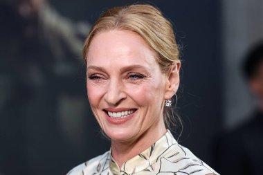 Fred Leighton takısı takan Amerikalı aktris Uma Thurman, Netflix 'in 25 Haziran 2025' te Hollywood, Los Angeles, Kaliforniya, ABD 'deki Netflix Tudum Tiyatrosu' ndaki 