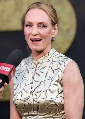 Fred Leighton takısı takan Amerikalı aktris Uma Thurman, Netflix 'in 25 Haziran 2025' te Hollywood, Los Angeles, Kaliforniya, ABD 'deki Netflix Tudum Tiyatrosu' ndaki 