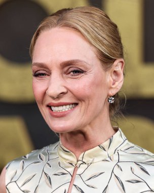 Fred Leighton takısı takan Amerikalı aktris Uma Thurman, Netflix 'in 25 Haziran 2025' te Hollywood, Los Angeles, Kaliforniya, ABD 'deki Netflix Tudum Tiyatrosu' ndaki 