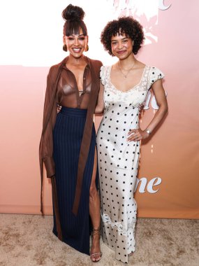 Meagan Good ve Hana Destiny Huggins, 16 Temmuz 2025 'te Santa Monica Uygun Oteli' ndeki Calabra Çatısı 'nda düzenlenen The Stars from The Networks Summer Movie Cireup' ın yer aldığı Lifetime Summer Soiree Event 2025 'e geldiler.
