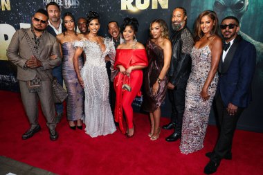 Chris Stokes, Annie Ilonzeh, Erica Mena Samuels, Erica Pinkett, Drew Sidora, Claudia Jordan ve Marques Houston, 27 Ağustos 2025 'te ABD' nin Los Angeles kentinde bulunan TCL Çin Tiyatrosu IMAX 'te gerçekleştirilen' Run 'ın Los Angeles galasına geldiler..