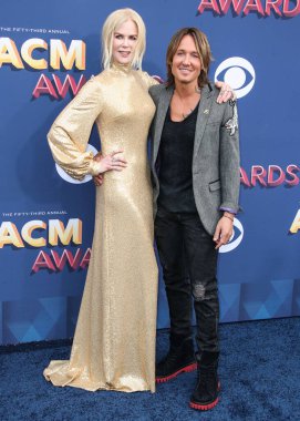 LAS VEGAS, NEVADA, USA - APRIL 15, 2018: Australian-American actress and producer Nicole Kidman and husband/Australian-American country music singer, guitarist, and songwriter Keith Urban arrive at the 53rd Academy Of Country Music Awards.