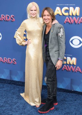 LAS VEGAS, NEVADA, USA - APRIL 15, 2018: Australian-American actress and producer Nicole Kidman and husband/Australian-American country music singer, guitarist, and songwriter Keith Urban arrive at the 53rd Academy Of Country Music Awards.