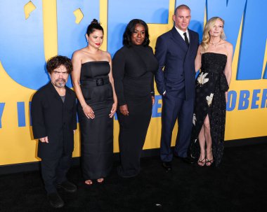 American actor Peter Dinklage, American actress Melonie Diaz, American actress Uzo Aduba, American actor, producer, and former model Channing Tatum and American actress Kirsten Dunst arrive at the Los Angeles Premiere Of Paramount Pictures' 'Roofman'